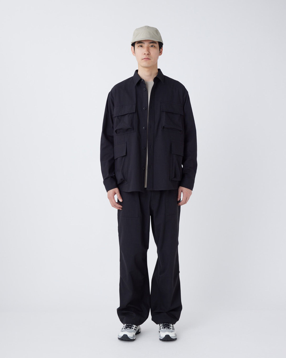 TAKIBI Herringbone Shirt Jacket