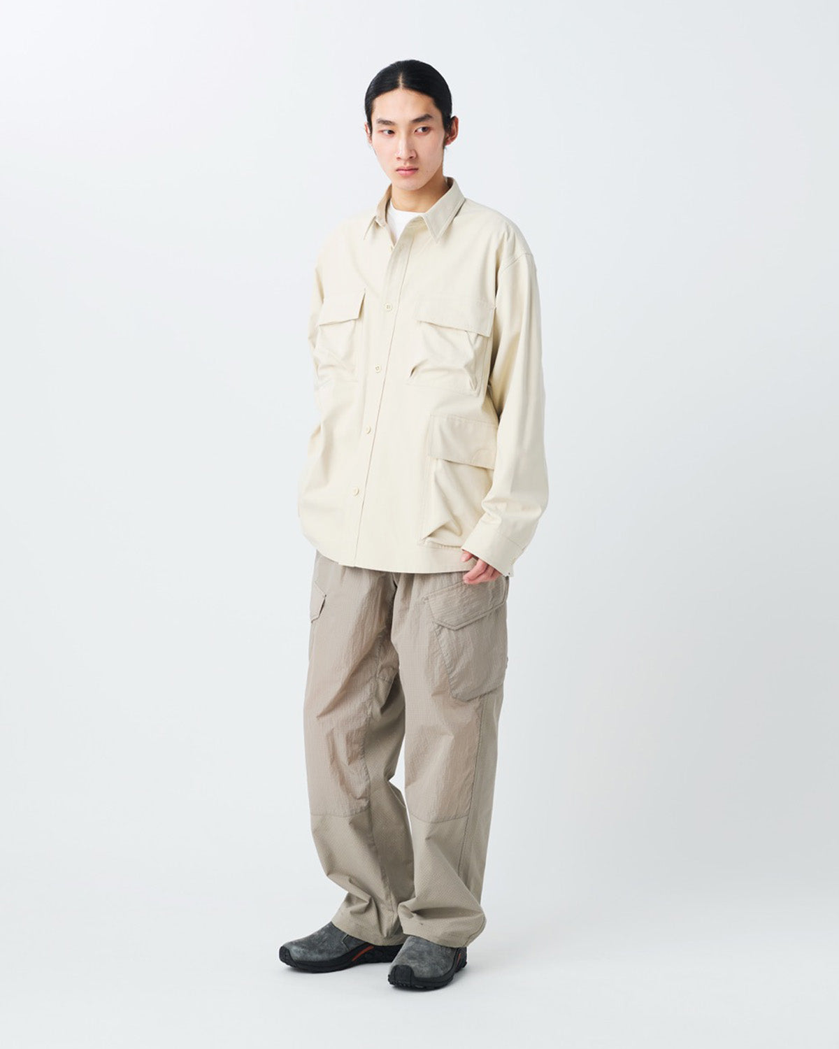 TAKIBI Herringbone Shirt Jacket